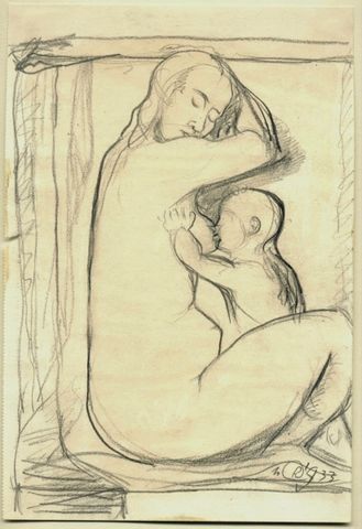 Mutter mit Kind, stillend