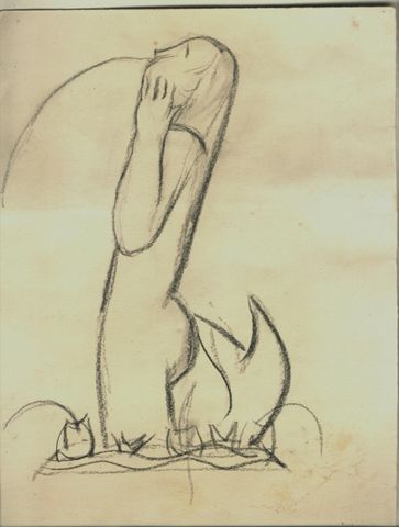 Nixe auf Fisch reitend Nixe auf Fisch reitend