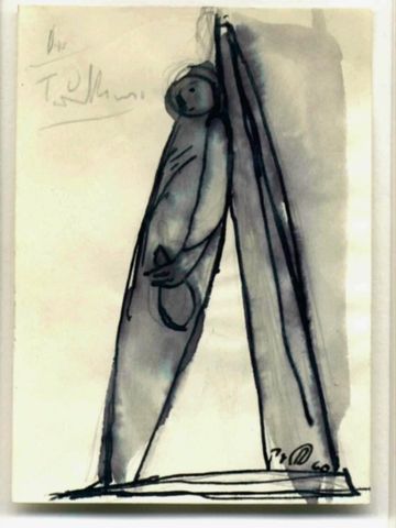 Blatt mit Text:  "Der Trunkene"