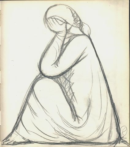 Blinde Frau, sitzend Blinde Frau, sitzend