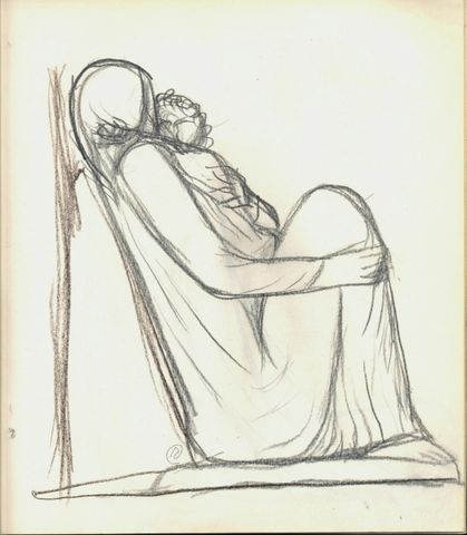 Blinde Frau, mit Kind