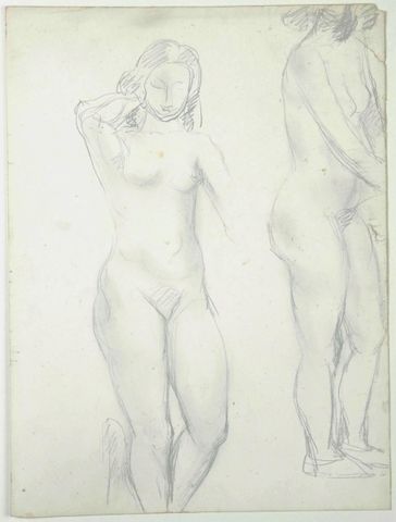 Weiblicher Akt, stehend  (2 Skizzen)